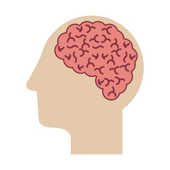 profile head with human brain vector illustration