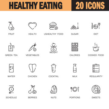 Healthy Eating Icon Set