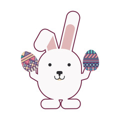 rabbit holding easter eggs design vector illustration