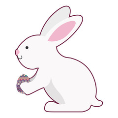 rabbit holding easter egg with long ears vector illustration