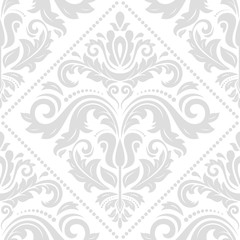 Damask vector classic light silver pattern. Seamless abstract background with repeating elements
