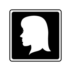 Woman head profile inside frame icon. Female avatar person and people theme. Isolated design. Vector illustration