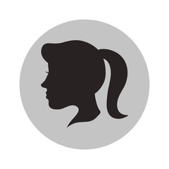Woman head profile inside circle icon. Female avatar person and people theme. Isolated design. Vector illustration