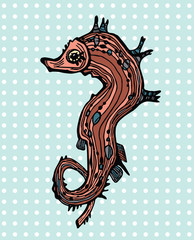 Sketch of seahorse. Hand drawing vector.
