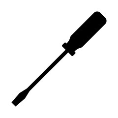black screwdriver icon with spade tip vector illustration - obrazy, fototapety, plakaty
