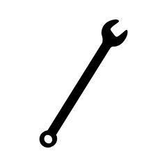 black wrench icon isolated on white background vector illustration