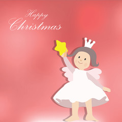 angel girl holding star, celebrating christmas