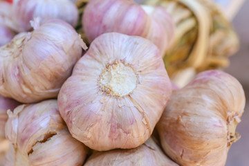 Closeup to garlic clove, garlic bulb.