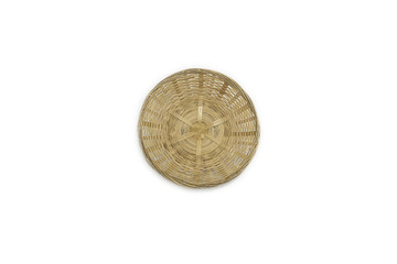 empty wicker basket on white background