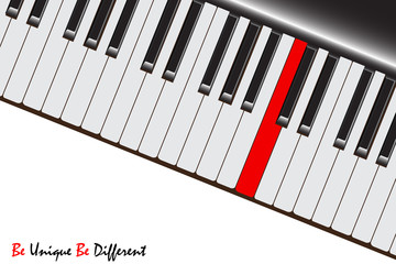 Fototapeta premium Red piano key. Unique or Different concept, Vector illustration.