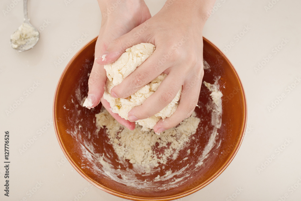 Sticker preparation of the dough from flour and water