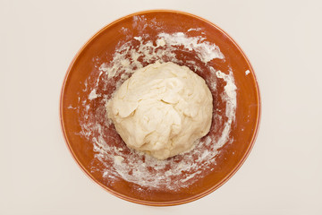 preparation of the dough from flour and water