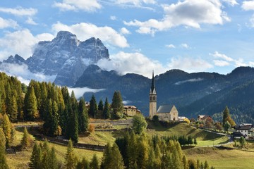 Church Of Selva Di Cadore And Monte Pelmo Peak, Colle Santa Luci