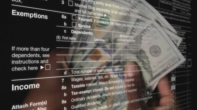 IRS Form (1040SE) with Counting Money Background