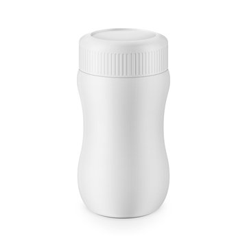 Round white matte plastic jar template