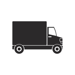black silhouette transport truck with vagon vector illustration