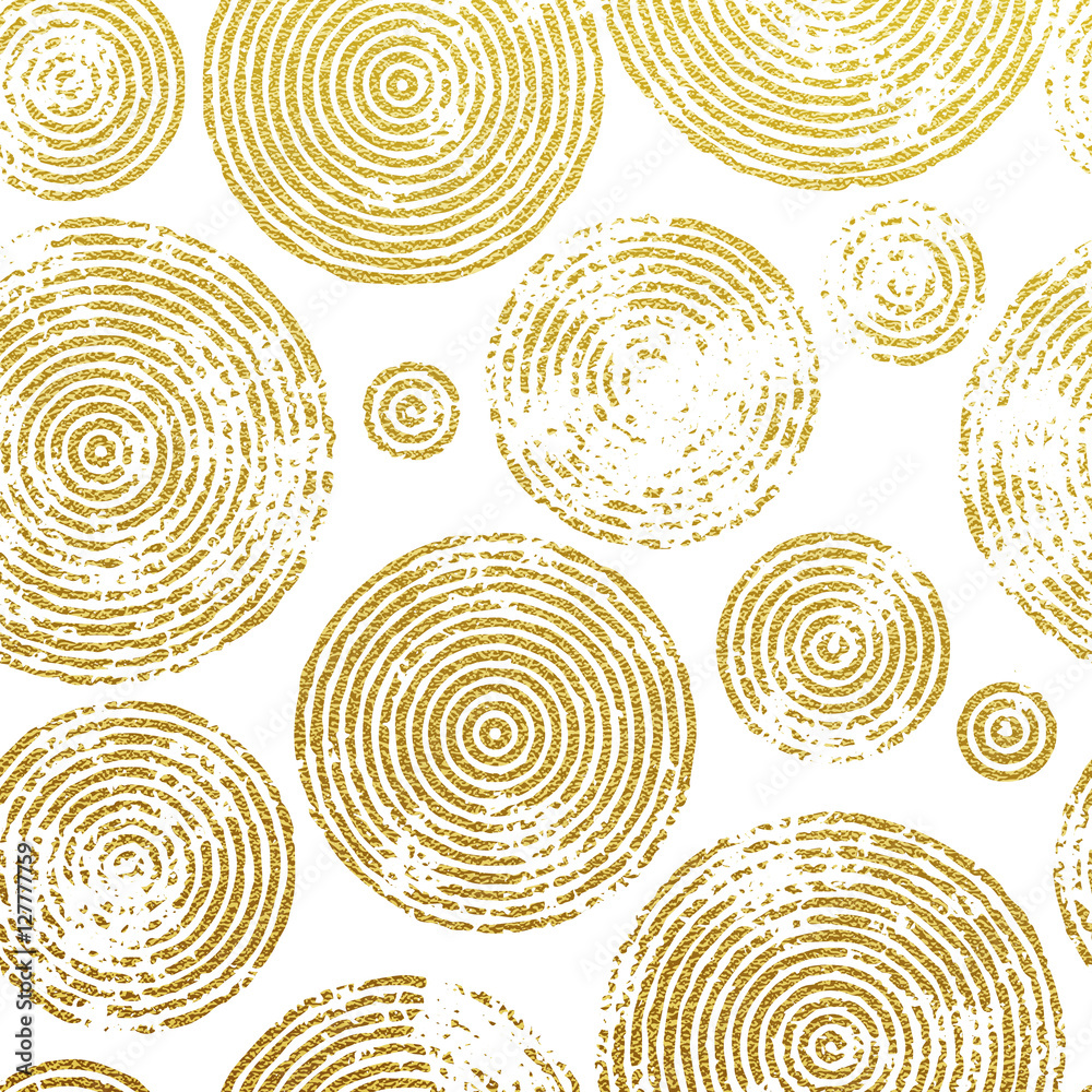 Wall mural tree rings gold seamless pattern