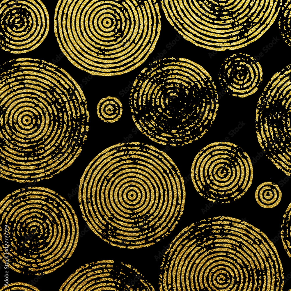 Poster abstract circular rings gold seamless pattern