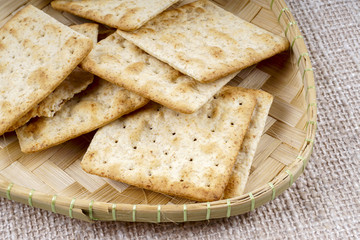 Sweet biscuit on wooden table 
