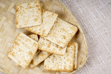 Sweet biscuit on wooden table 