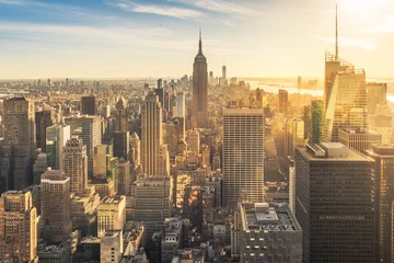Foto op Plexiglas Zonsondergang boven de skyline van New York © sinitar