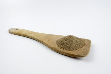 Pepper,Black pepper in Wooden spoon placed on white table