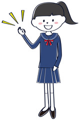 セーラー服の学生　女子　全身　OK