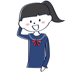 セーラー服の学生　女子　上半身　照れる
