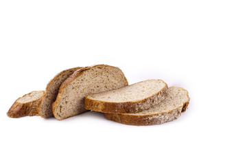 Slice of bread with chocolate hazelnut spread isolated on white