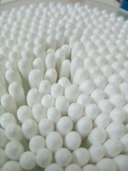 white plastic cotton swabs