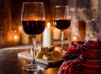 wine and a fire