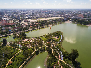 Aerial View, "Nong Pra Jak" public park in Udonthani, Thailand. © Yutthana