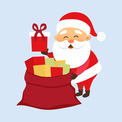 Santa with gift bag