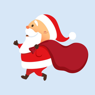Santa running with bag