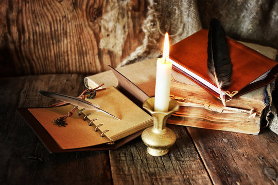 book pen candle romance