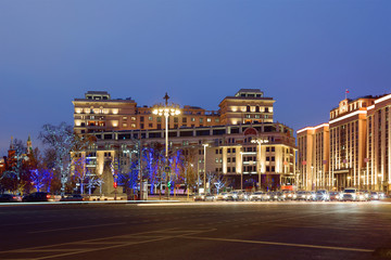 Naklejka premium Москва. Театральная площадь утром.