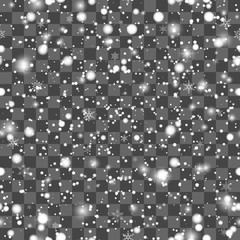 Christmas sparkling transparent Snowfall.