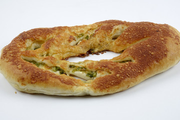 sweet bread with raisin isolated on whie
