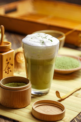 Glass of matcha green tea