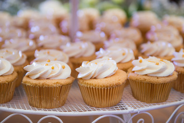 wedding cake by cupcakes for celebration