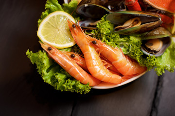 Seafood plater on slate