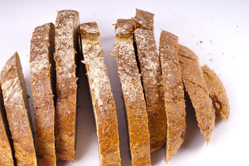 Whole grain bread isolated on white.
