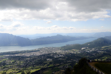 Bourget lake and mountains