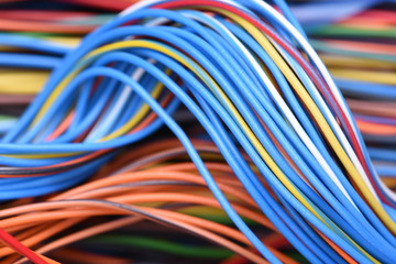 Closeup of cable and wire in computer network systems