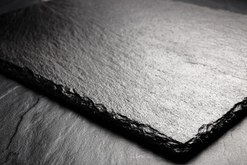 black slate board for serving with copy space, top view