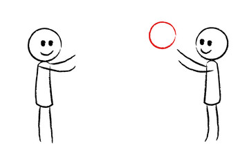 zwei Personen spielen mit Ball