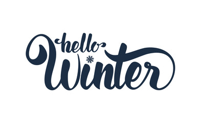 Vector illustration: Hello Winter elegant modern brush lettering isolated on white background. © deniskrivoy