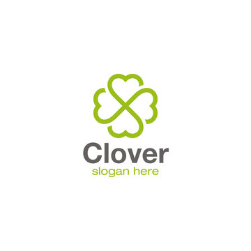 Clover Lucky Logo Design Vector