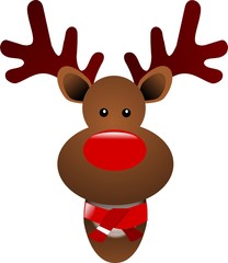 
Christmas reindeer with a scarf on a white background