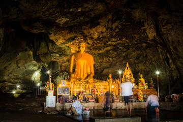 KANCHANABURI, TH - NOVEMBER 13: Buddha images in the Krasae cave as part of the path Line Railway World War 2 The place was recorded in world history. November 13, 2016 in Kanchanaburi, TH